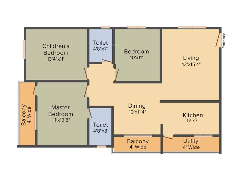 BM Splendor Park (3BHK+2T (1,402 sq ft) 1402 sq ft)
