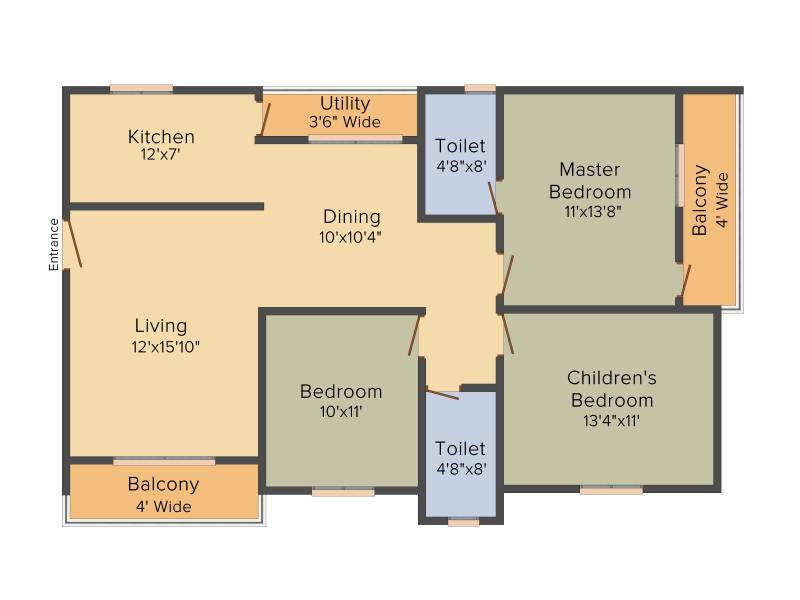 BM Splendor Park (3BHK+2T (1,404 sq ft) 1404 sq ft)