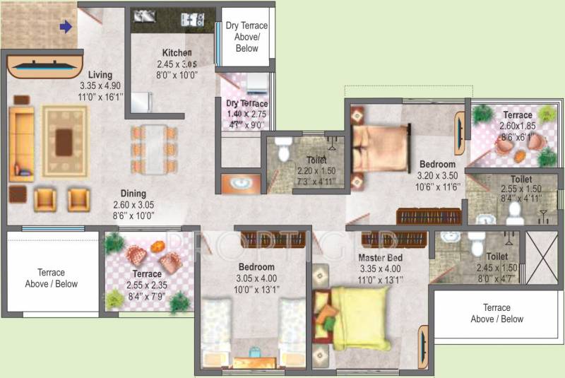 DSK Gandhakosh (3BHK+3T (1,401 sq ft) 1401 sq ft)