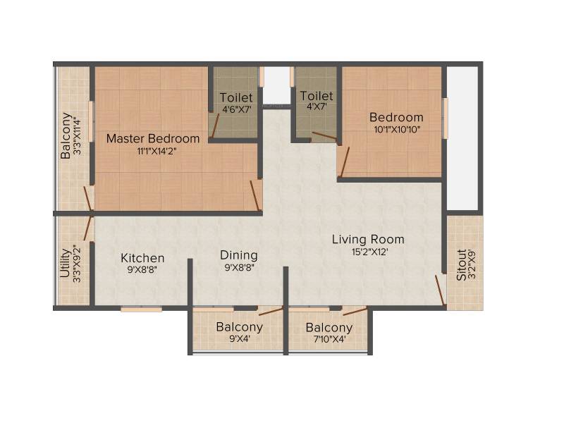 Vaastu Dew Flower (2BHK+2T (1,250 sq ft) 1250 sq ft)