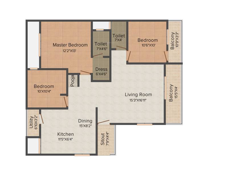 Vaastu Dew Flower (3BHK+2T (1,435 sq ft) + Pooja Room 1435 sq ft)