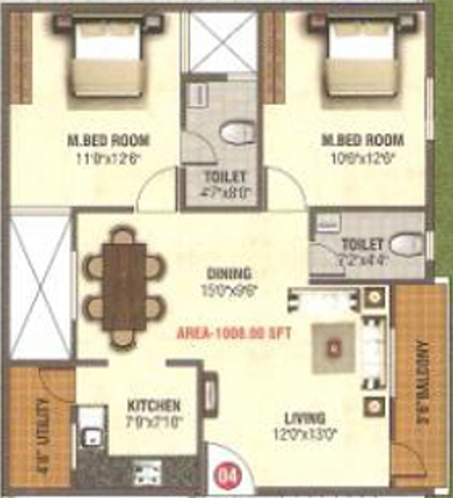 AR Manjunatha Residency (2BHK+2T (1,008 sq ft) 1008 sq ft)