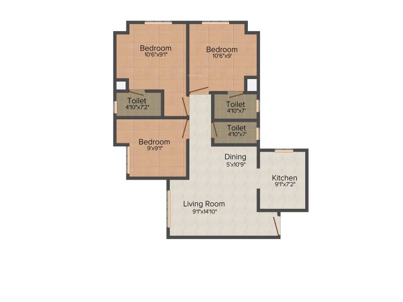 Haware Haware Citi (3BHK+3T (1,149 sq ft) 1149 sq ft)