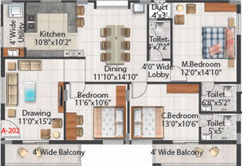 Aakruthi Aura Springs (3BHK+3T (1,600 sq ft) 1600 sq ft)