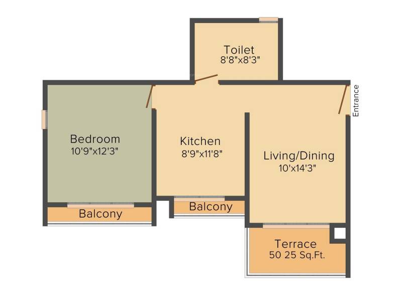 Akshar Altorios (1BHK+1T (695 sq ft)   Study Room 695 sq ft)