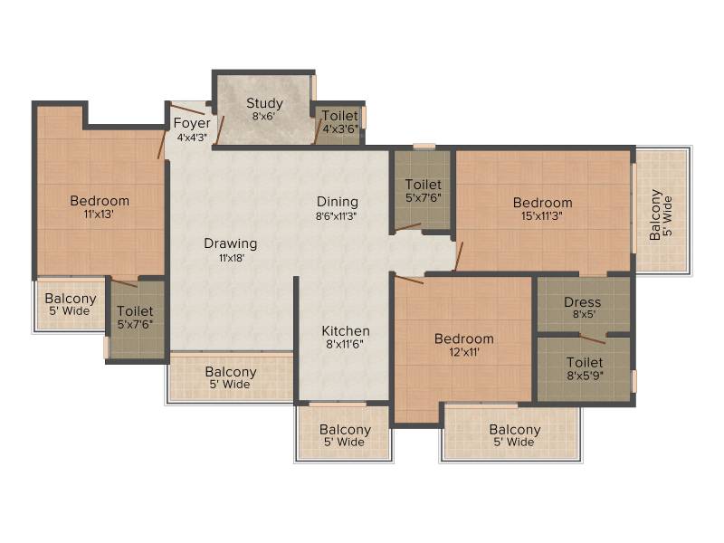 Skytech Matrott (3BHK+4T (1,860 sq ft) + Study Room 1860 sq ft)