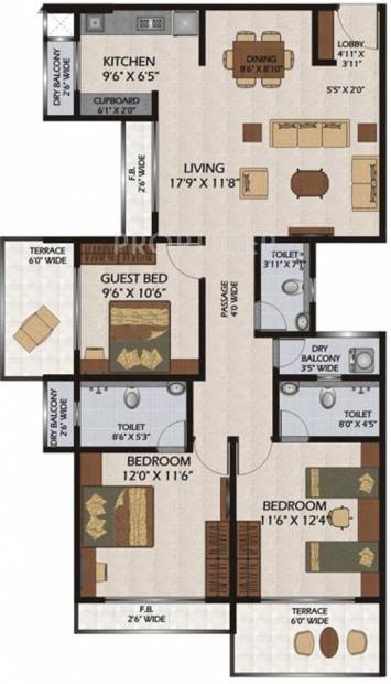Patel Colossus (3BHK+3T (1,611 sq ft) 1611 sq ft)