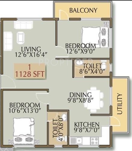Pioneer Fortune Square (2BHK+2T (1,128 sq ft) 1128 sq ft)