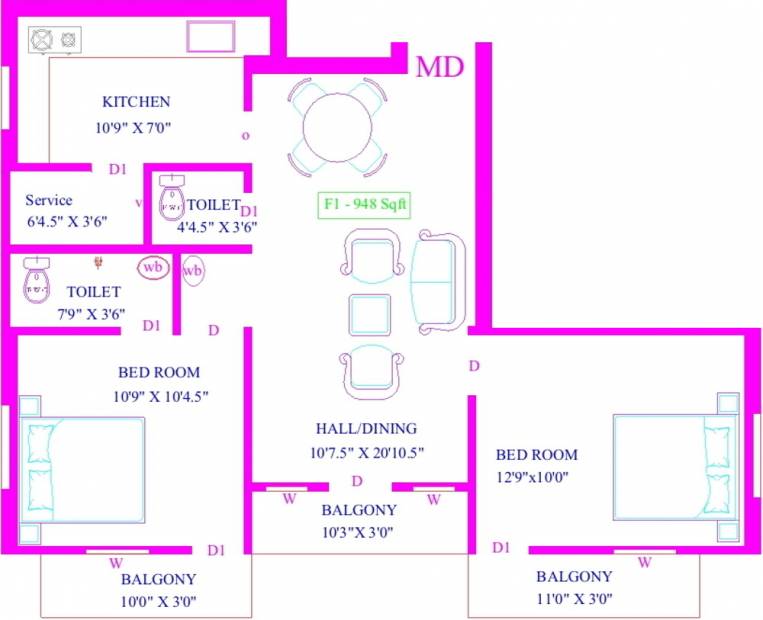 Yashva Gangotri (2BHK+2T (948 sq ft) 948 sq ft)