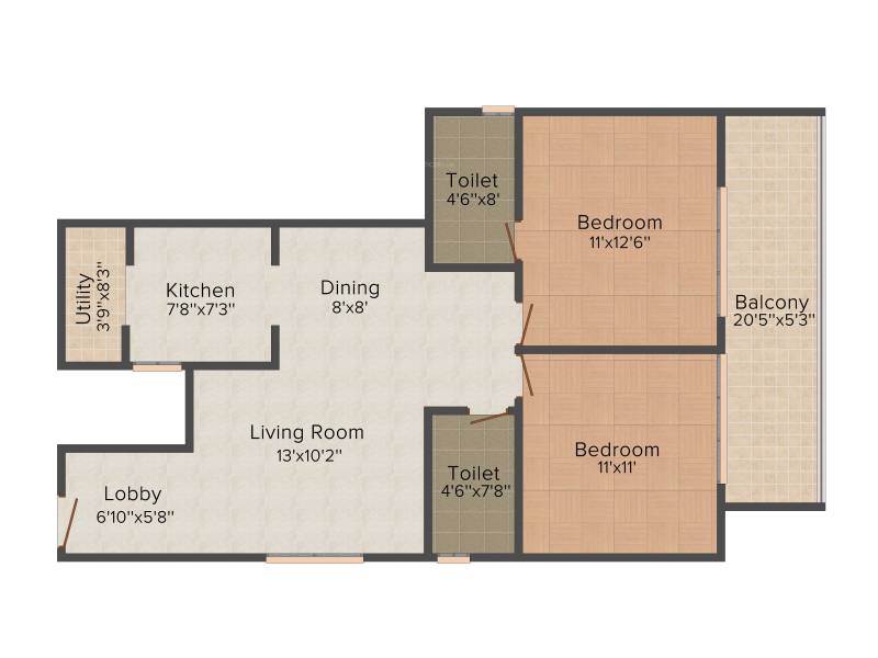 Eternity Serene (2BHK+2T (1,025 sq ft) 1025 sq ft)