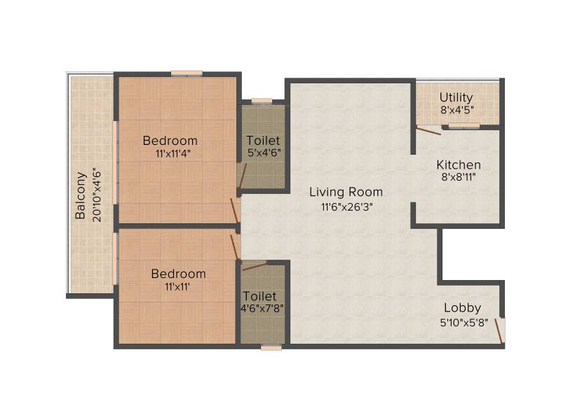 Eternity Serene (2BHK+2T (1,185 sq ft) 1185 sq ft)