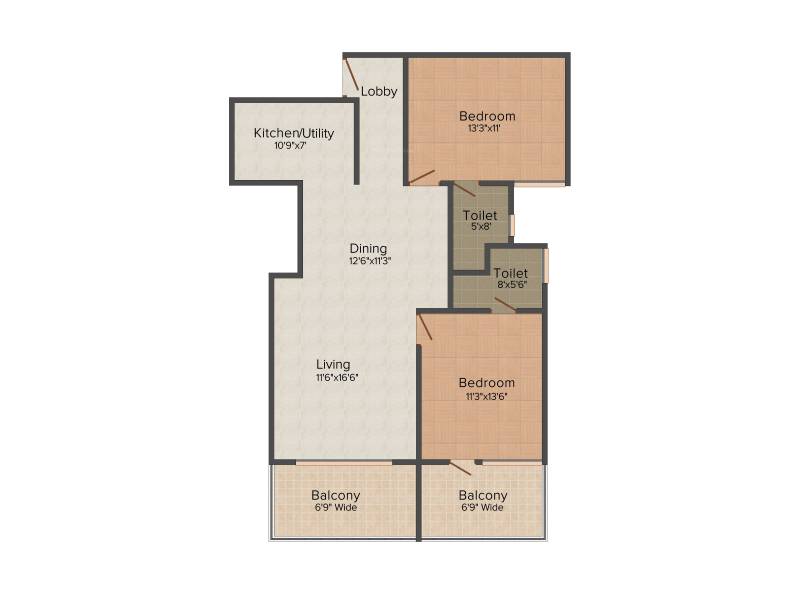 Sai Associates Lavender 2BHK+2T (1,267 sq ft)