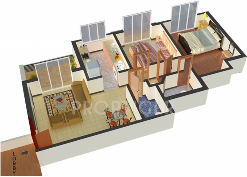 Charms Height (2BHK+2T (1,010 sq ft) 1010 sq ft)