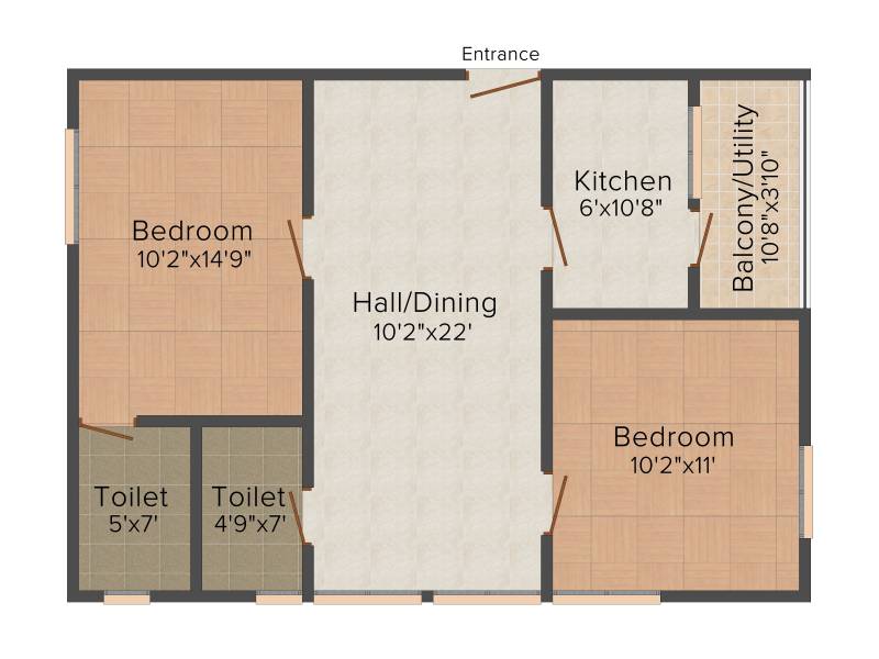Shravanthi Alpyne (2BHK+2T (905 sq ft) 905 sq ft)
