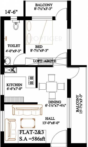 RRP SSR Garden Ascon Residency (1BHK+1T (586 sq ft) 586 sq ft)