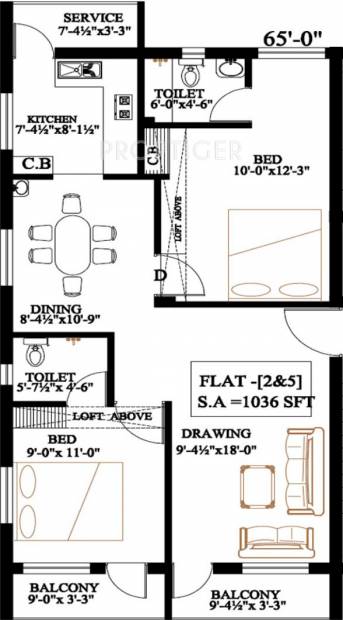 RRP SSR Garden Ascon Residency (2BHK+2T (1,036 sq ft) 1036 sq ft)