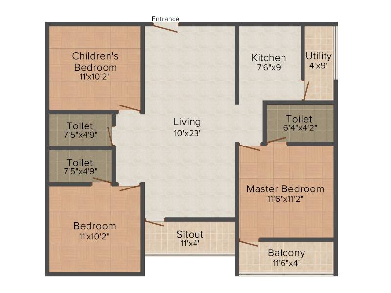 Mahaveer Galaxy (3BHK+3T (1,250 sq ft) 1250 sq ft)
