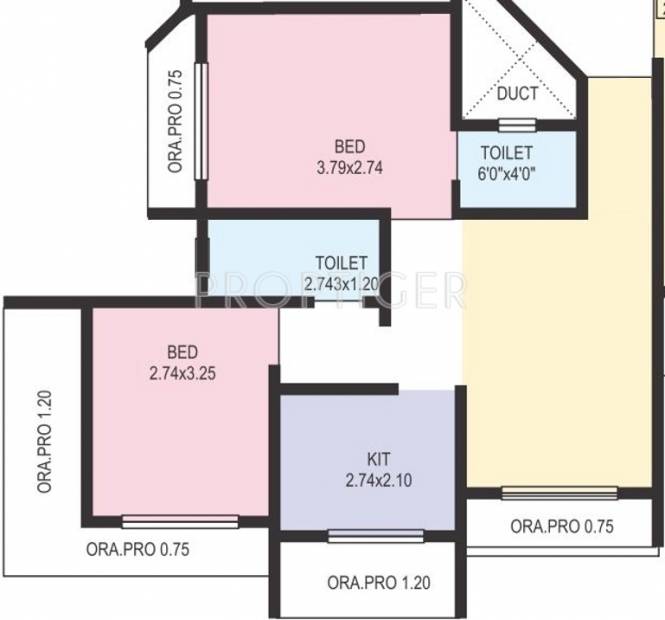 GBK Vishwajeet Green (2BHK+2T (1,068 sq ft) 1068 sq ft)