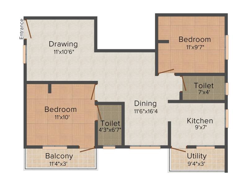 Aaditi Aaradana (2BHK+2T (924 sq ft) 924 sq ft)