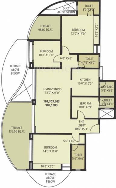 Guardian The Palladium (3BHK+4T (2,071 sq ft) + Servant Room 2071 sq ft)