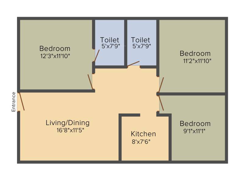 Rihim Thyme Park (3BHK+2T (1,058 sq ft) 1058 sq ft)