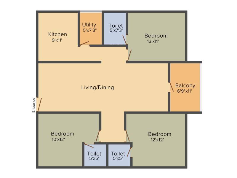 Rihim Thyme Park (3BHK+3T (1,557 sq ft) 1557 sq ft)