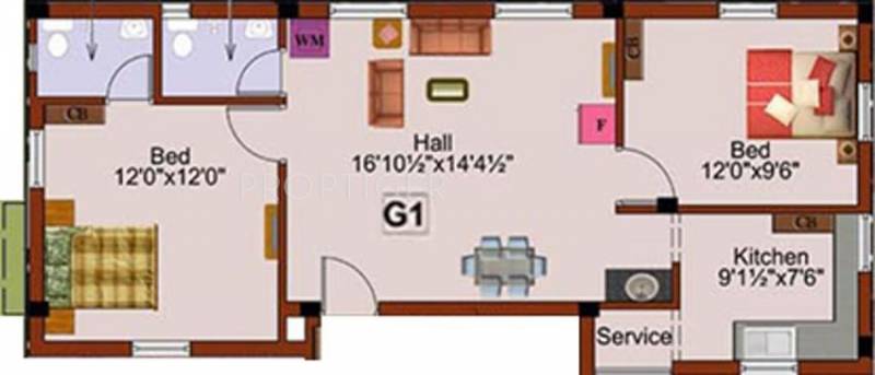 Rajus Rail View (2BHK+2T (894 sq ft) 894 sq ft)