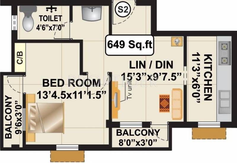 RB Bagyalakshmi Enclave (1BHK+1T (649 sq ft) 649 sq ft)