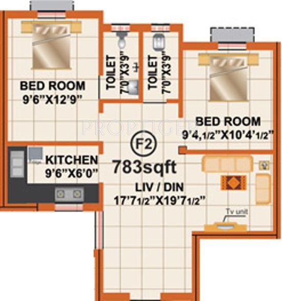 RB Bagyalakshmi Enclave (2BHK+2T (783 sq ft) 783 sq ft)