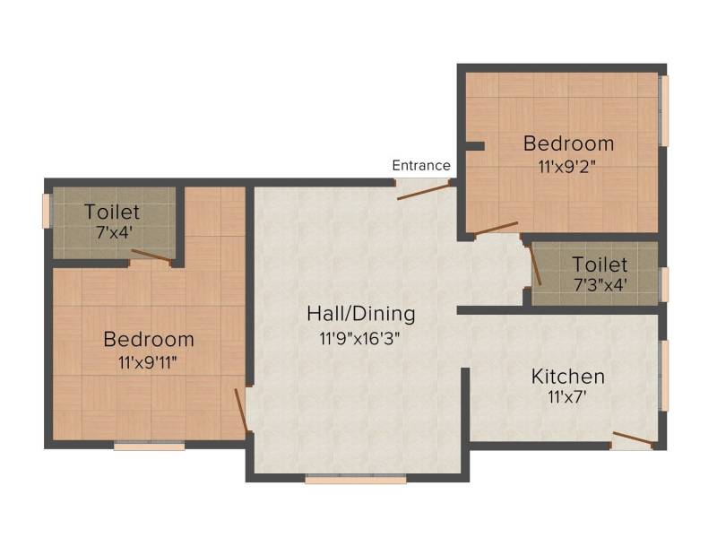 Ruby Residency (2BHK+2T (747 sq ft) 747 sq ft)