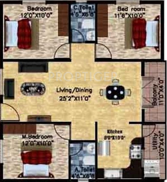 DS Sigma Nest (3BHK+2T (1,630 sq ft) 1630 sq ft)