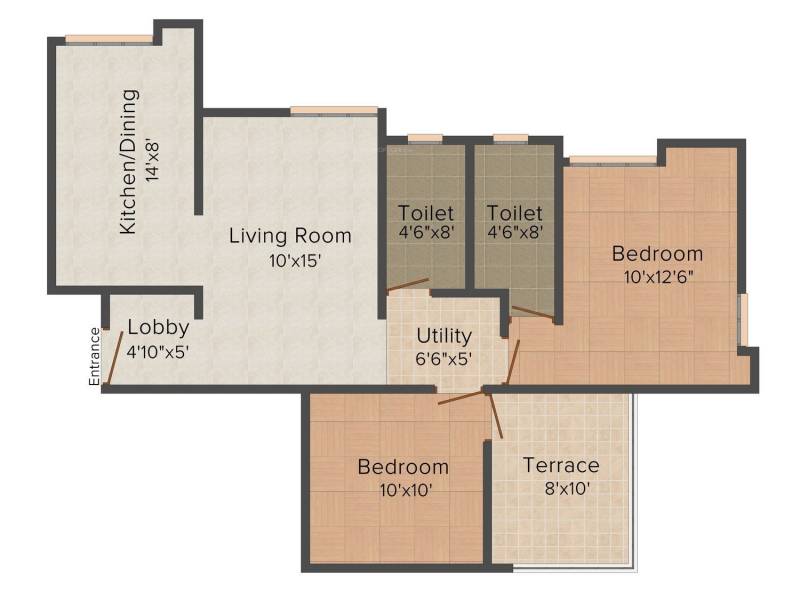 Pate Developers Balark Arcadia 2BHK+2T (942 sq ft)