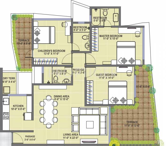 Supreme Palms Phase 2 (3BHK+3T (1,640 sq ft) 1640 sq ft)