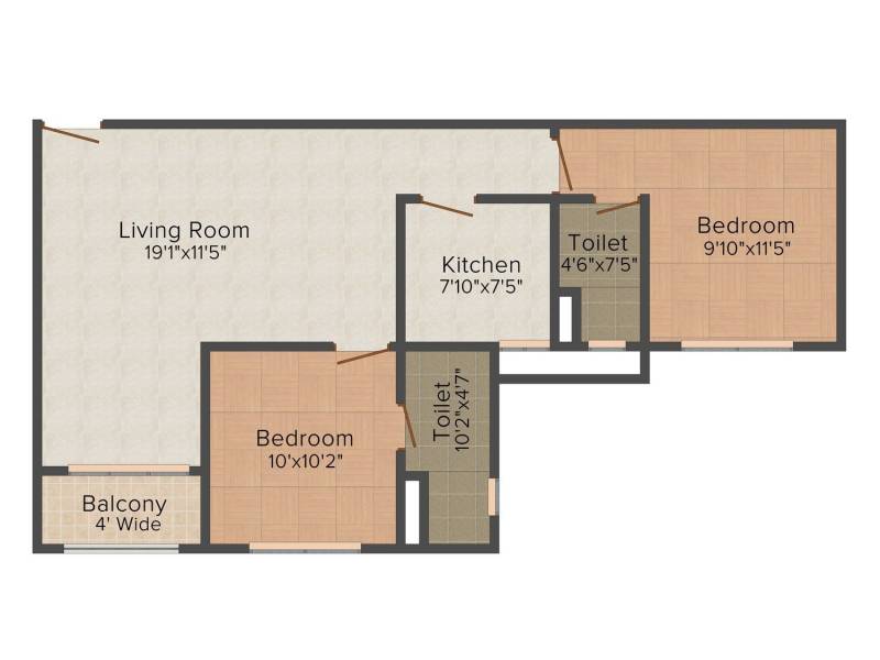Lemon Lemon Botany (2BHK+2T (1,029 sq ft) 1029 sq ft)