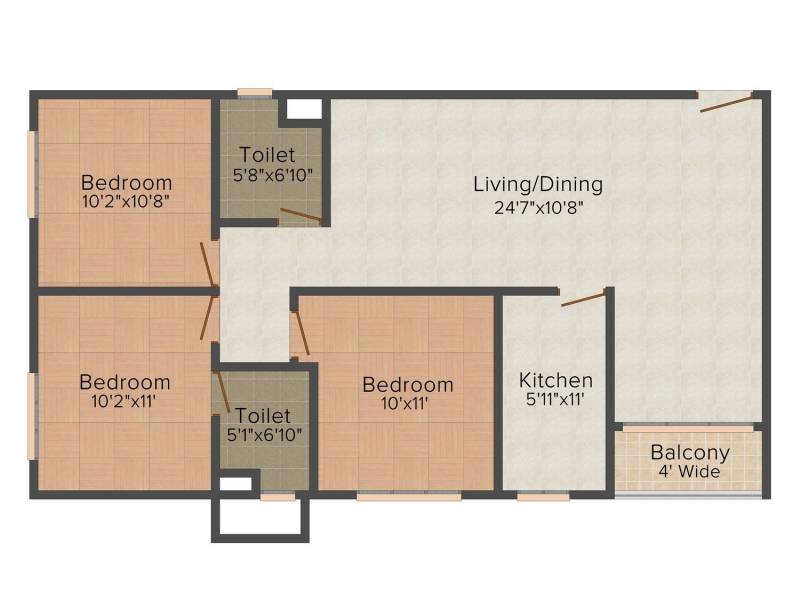 Lemon Lemon Botany (3BHK+3T (1,297 sq ft) 1297 sq ft)