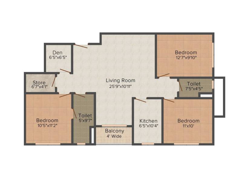 Lemon Lemon Botany (3BHK+3T (1,377 sq ft) 1377 sq ft)