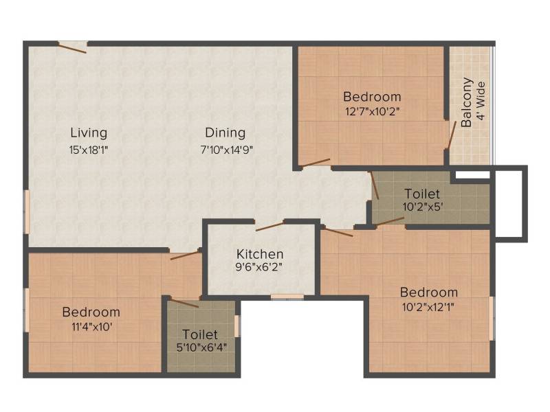 Lemon Lemon Botany (3BHK+3T (1,488 sq ft) 1488 sq ft)
