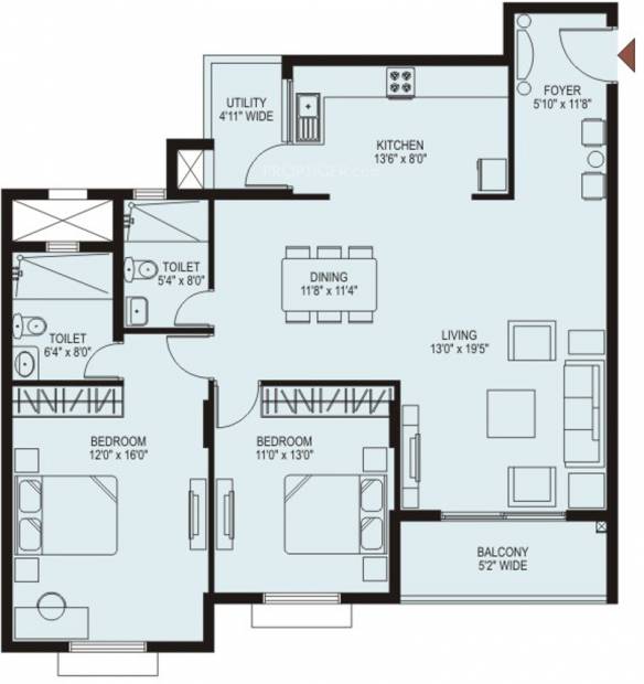 Plama Heights (2BHK+2T (1,420 sq ft) 1420 sq ft)