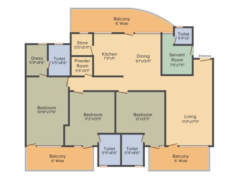 Pareena Coban Residences (3BHK+4T (1,997 sq ft) + Servant Room 1997 sq ft)