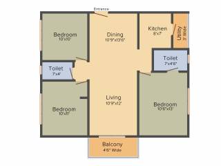 Srisairam Lake City (3BHK+2T (1,251 sq ft) 1251 sq ft) Srisairam Lake City (3BHK+2T (1,251 sq ft) 1251 sq ft)
