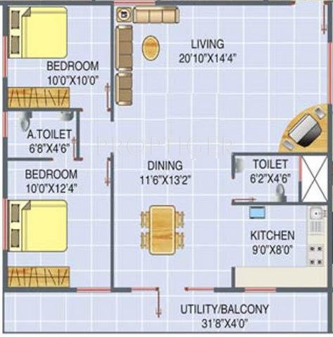 Carp Sai Sumukha Nest (2BHK+2T (1,370 sq ft) 1370 sq ft)