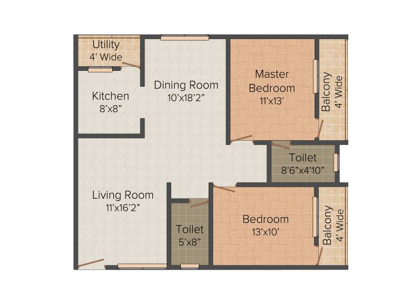 BM Glorietta (2BHK+2T (1,294 sq ft) 1294 sq ft)