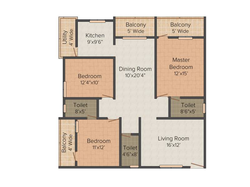 BM Glorietta (3BHK+3T (1,800 sq ft) 1800 sq ft)