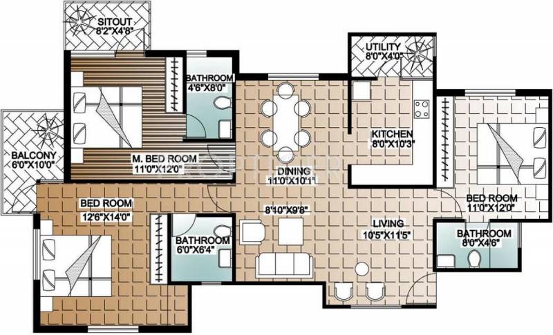 Unishire Atrium (3BHK+3T (1,566 sq ft) 1566 sq ft)