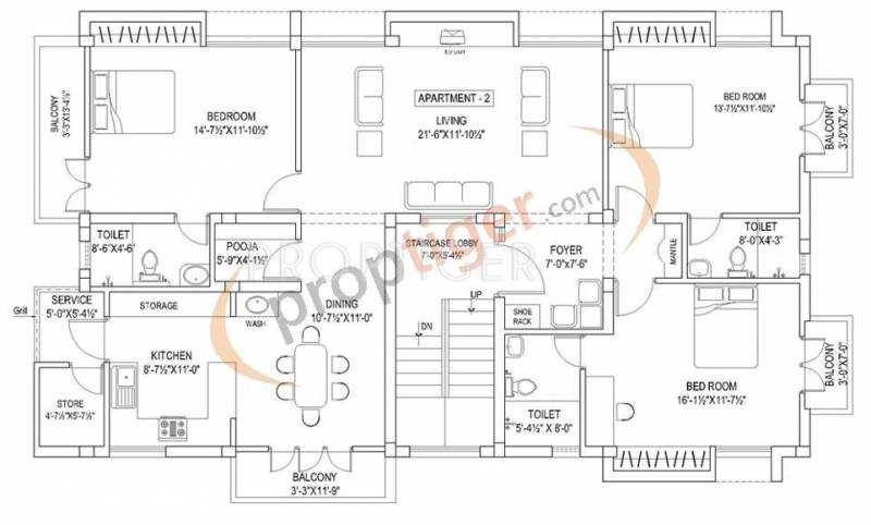 Pushkar The Cedars (3BHK+3T (2,010 sq ft)   Pooja Room 2010 sq ft)