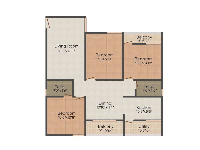 Innovative Aqua Front (3BHK+3T (1,300 sq ft) 1300 sq ft)