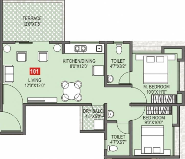 Sanskruti Sankalp (2BHK+2T (904 sq ft) 904 sq ft)