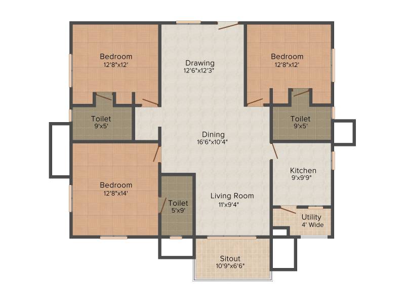 Aparna Aura (3BHK+3T (1,820 sq ft) 1820 sq ft)