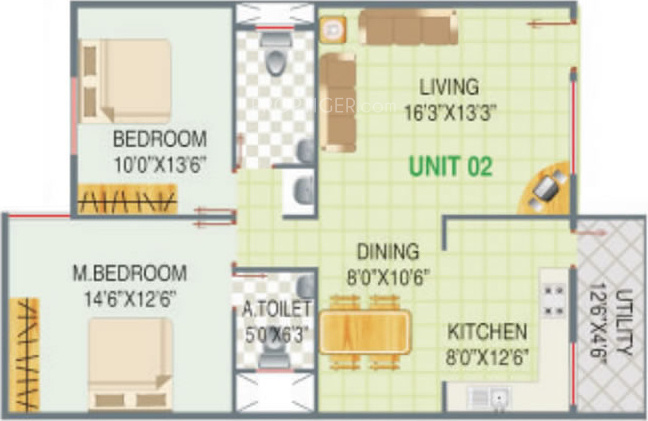 GS Builtech Ajantha Vihar (2BHK+2T (1,390 sq ft) 1390 sq ft)