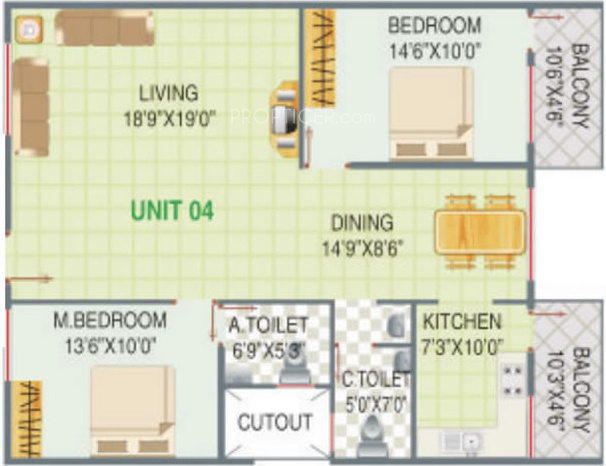 GS Builtech Ajantha Vihar (2BHK+2T (1,475 sq ft) 1475 sq ft)